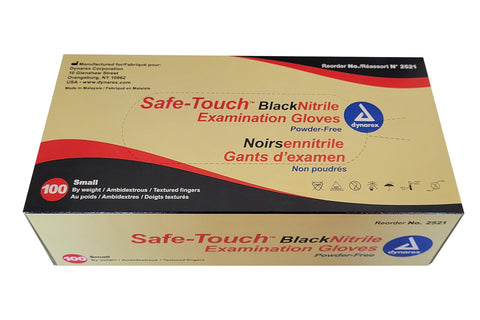 Dynarex Safe-Touch Black Nitrile Exam Gloves